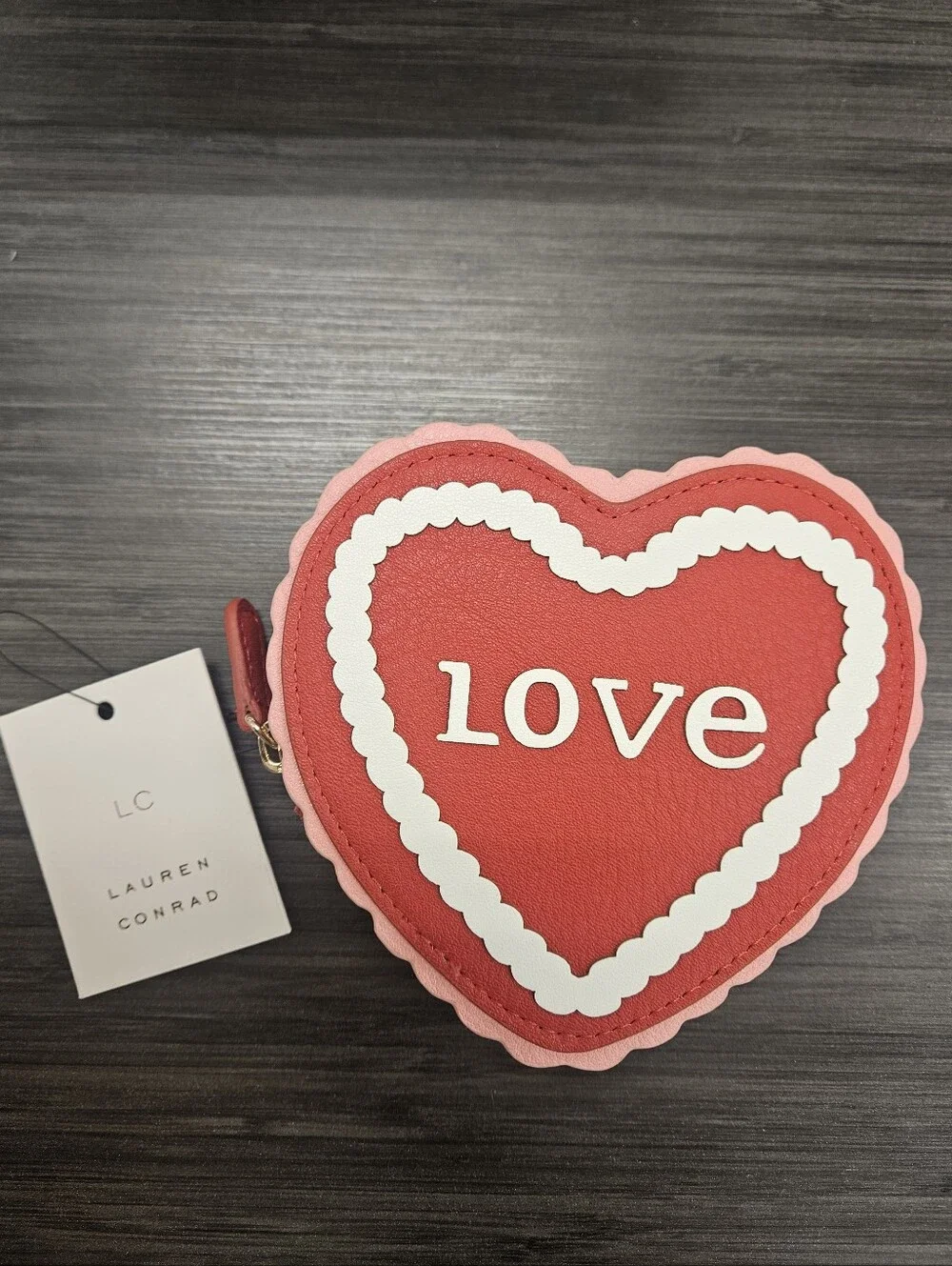Lauren Conrad Heart Zipper Pouch - NWT